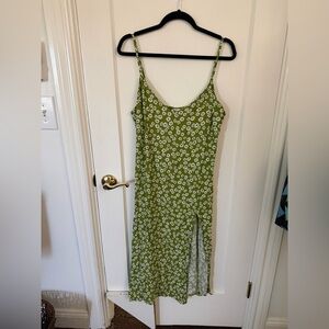 Reformation Olive Green Floral Midi Dress